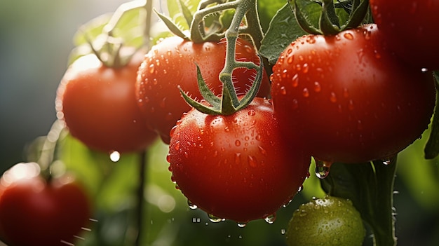 fresh red tomatoes with droplet