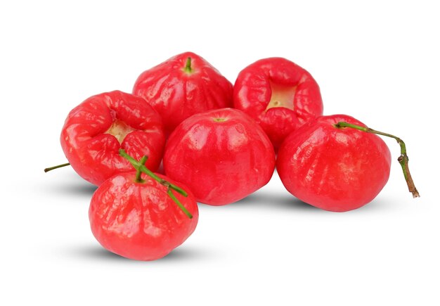 Fresh red water guava, or commonly called button guava isolated on a white background