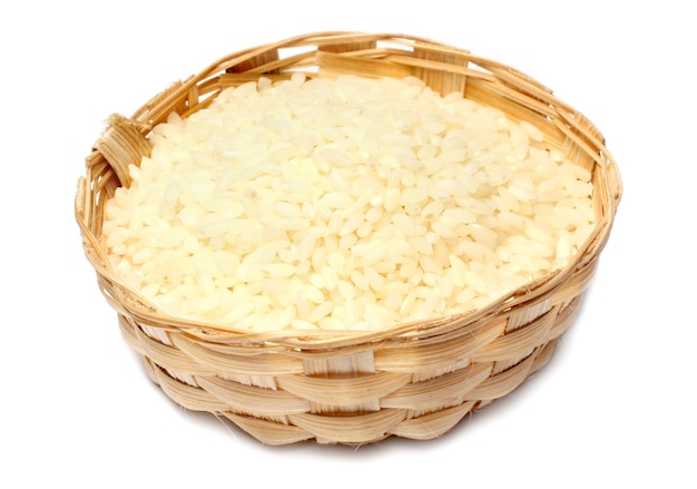 Fresh  rice over white background