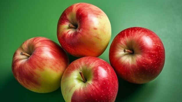 Fresh ripe apples on color background Top down view