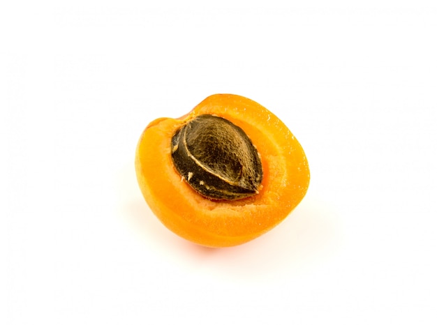 Fresh ripe apricot isolated on white background.