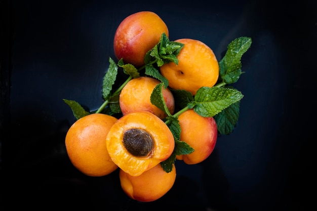 Fresh and ripe apricots ready to eat Sweet and summer fruit