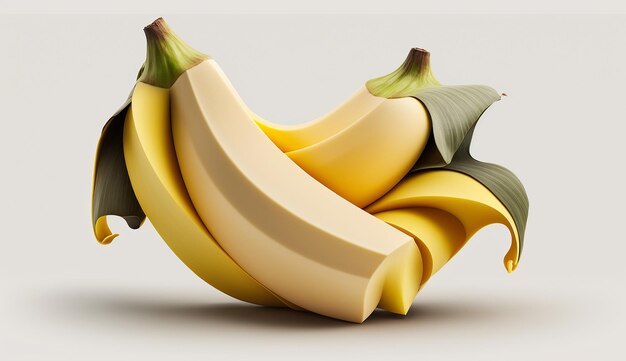 Fresh ripe banana isolated fruit white background AI Generated image