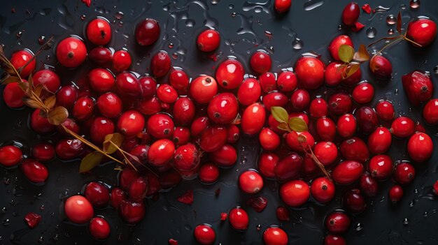 Fresh ripe barberries with water drops background Berries backdrop Generative AI