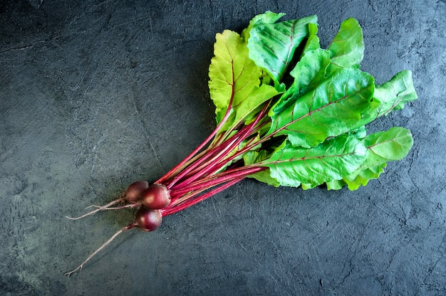 Fresh Ripe Beet. Organic Food.  Top View.