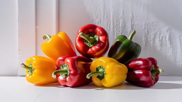 Fresh ripe bell peppers isolated on white