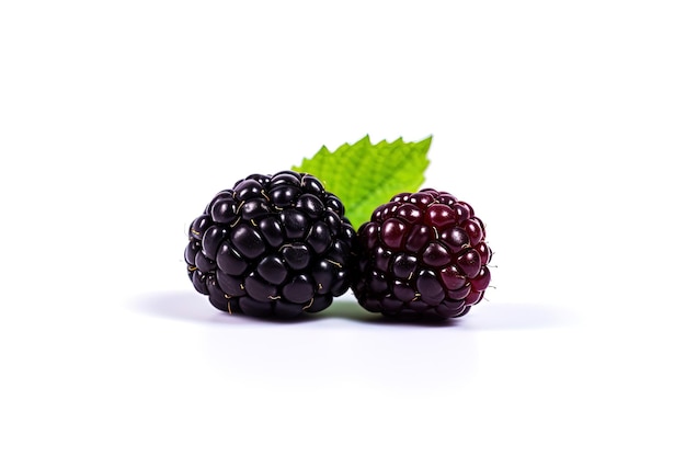 Fresh ripe blackberries isolated on white background