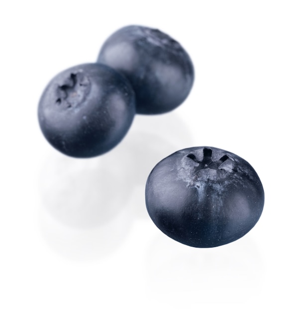 Fresh ripe blueberries on white background