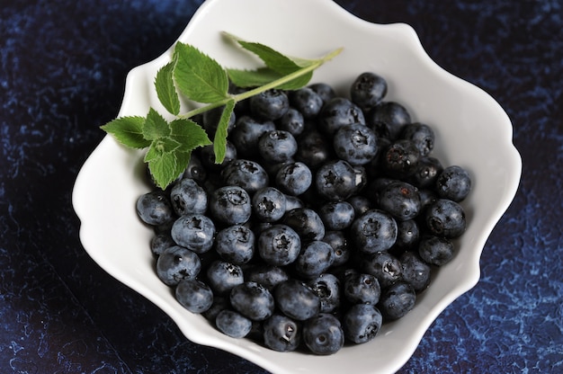 Fresh ripe blueberries with mint