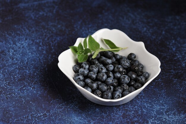 Fresh ripe blueberries with mint