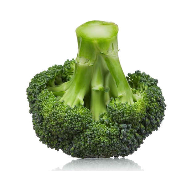 Photo fresh ripe broccoli piece on white background