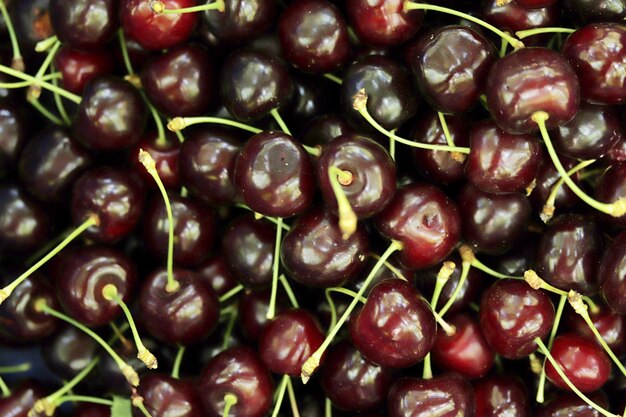 Fresh ripe cherries Food background