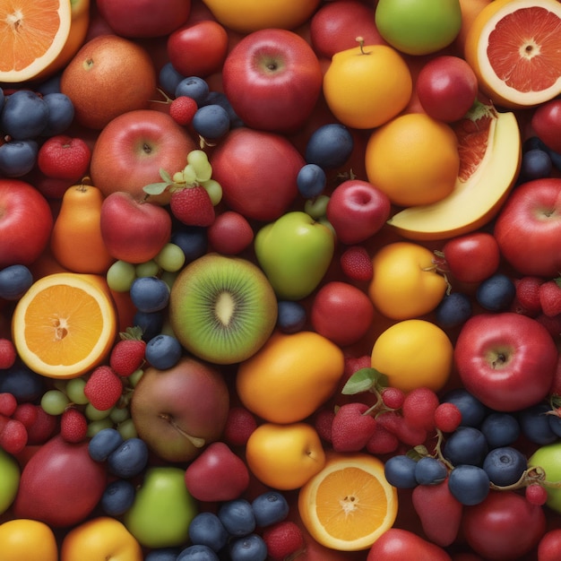 新鮮な熟した果物の背景新鮮な熟した果物の背景カラフルな果物と野菜