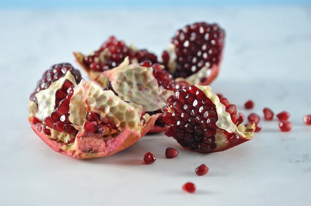 Fresh ripe garnet on marble table