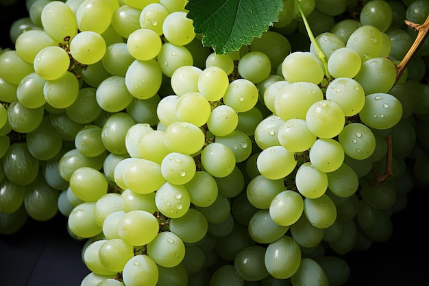 Fresh Ripe Grapes Bunch on the Tree Waterdrop Wet Raw Food Photography