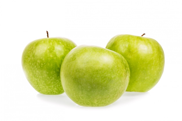 Fresh ripe green apples isolated on white