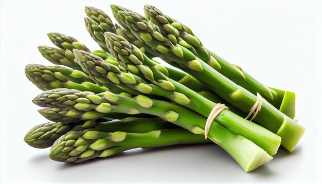 Fresh ripe green asparagus in bunch isolated on a white background with Generative AI Technology