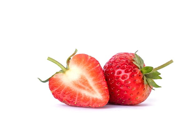 Fresh ripe juicy strawberry isolated on white background.