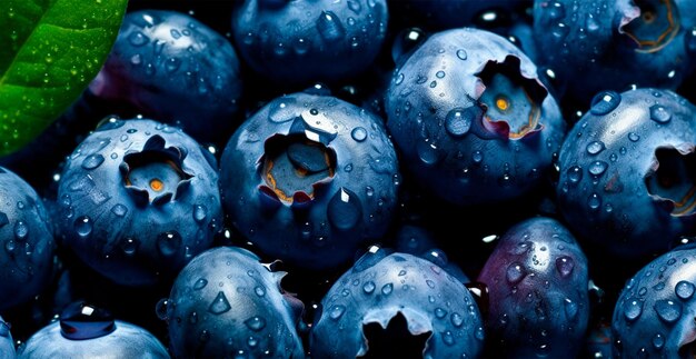 Photo fresh ripe large blueberries eco background ai generated image