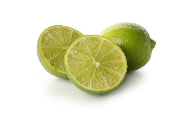 Fresh ripe lime isolated on white background