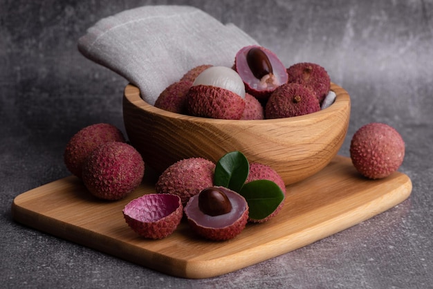 Fresh ripe lychee fruit. Tropical fruit summer in Thailand.