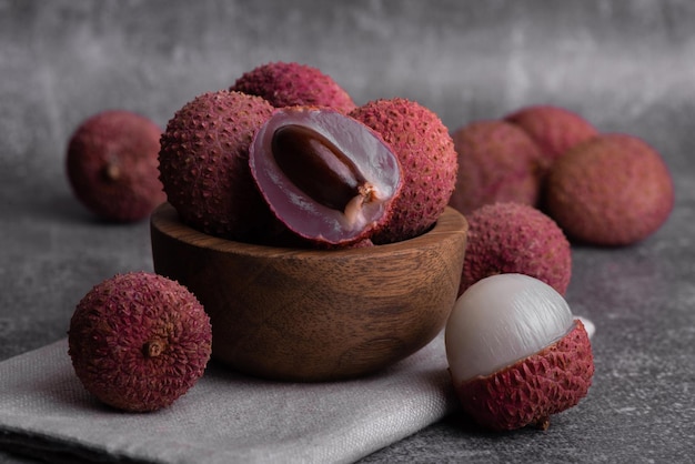 Fresh ripe lychee fruit. Tropical fruit summer in Thailand.