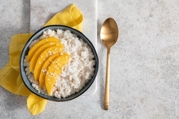 Fresh ripe mango and sticky rice with coconut milk