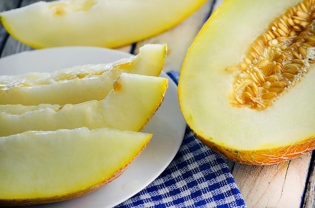 Fresh and ripe melon on the table