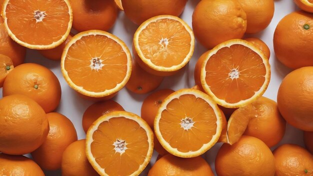 Foto arance fresche mature su superficie bianca isolate su arance
