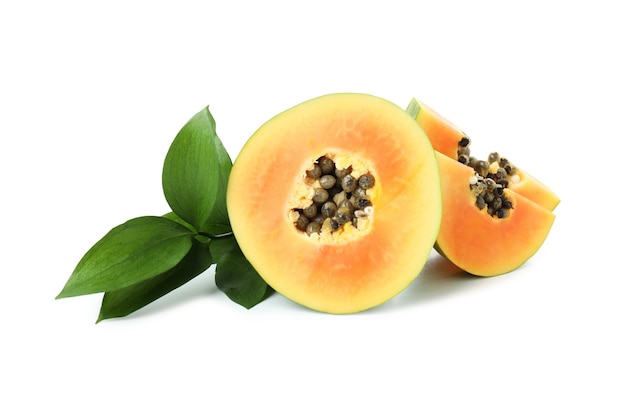 Fresh ripe papaya isolated on white background