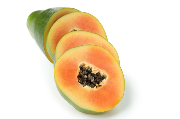 Fresh ripe papaya isolated on white background