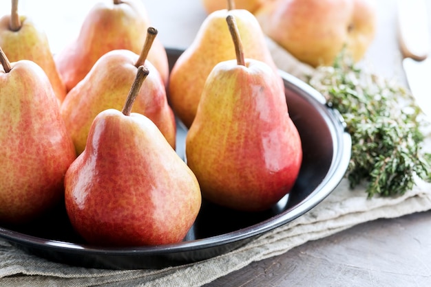 Fresh ripe pears on a plate