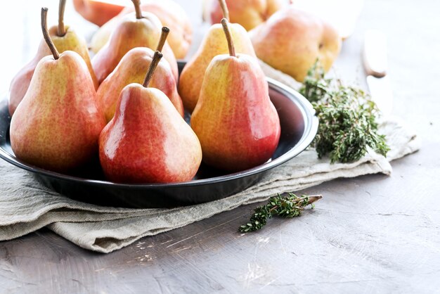 Fresh ripe pears on a plate