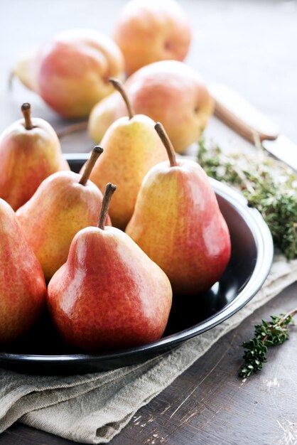 Fresh ripe pears on a plate