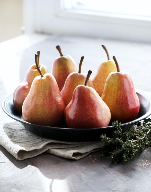 Fresh ripe pears on a plate