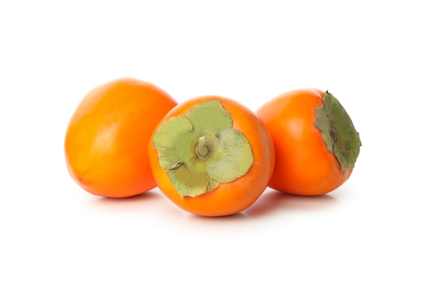 Fresh ripe persimmon isolated on white background