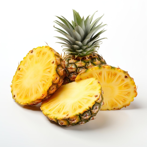 Fresh ripe pineapple fruit pineapple fruit slices isolated Juicy fruit design elements composition