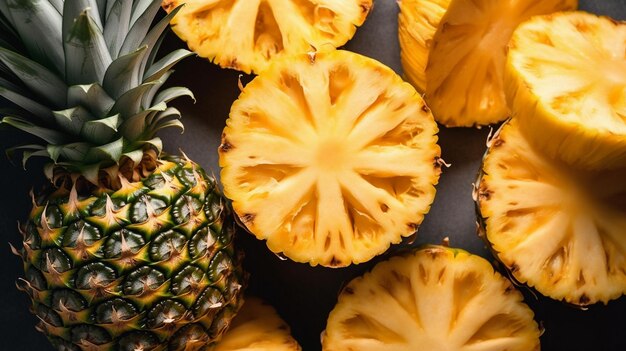 Fresh ripe pineapple slices