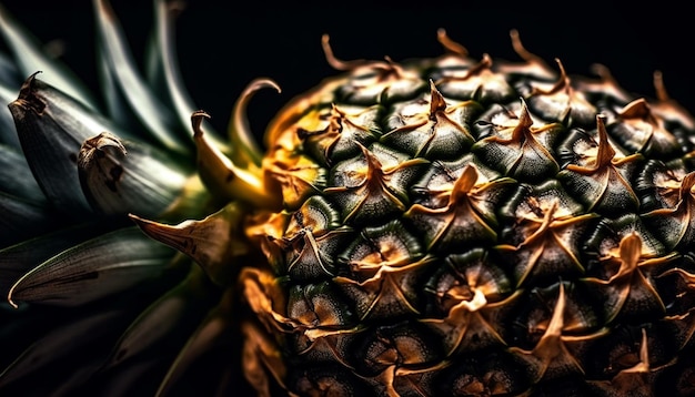 Фото Свежий спелый ананас с острыми шипами в тропическом климате, сгенерированный ии