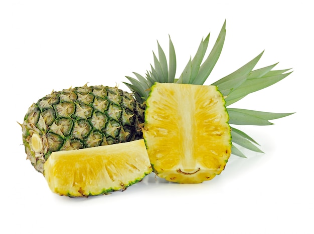 Fresh ripe pineapples isolated on white 