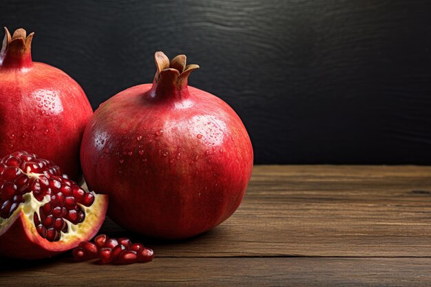 Fresh ripe pomegranate on wooden background