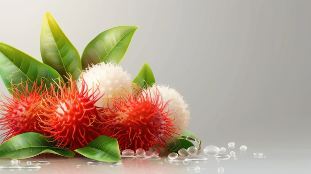 Fresh and ripe rambutan fruit tropical fruit AI generated image