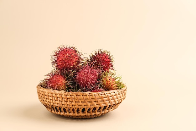 Fresh and ripe rambutan selective focus image Close up