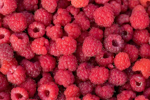 Fresh and ripe raspberries background