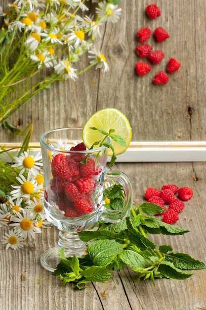 Fresh ripe raspberries