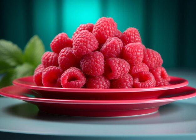 Photo fresh ripe raspberry on a plate