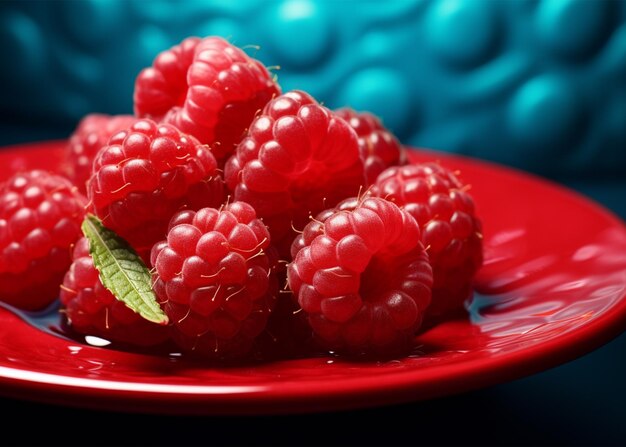 Photo fresh ripe raspberry on a plate