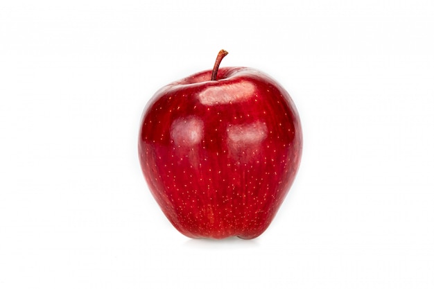 Fresh ripe red apple on a white background