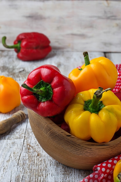 Fresh ripe red and yellow bulgarian pepper 