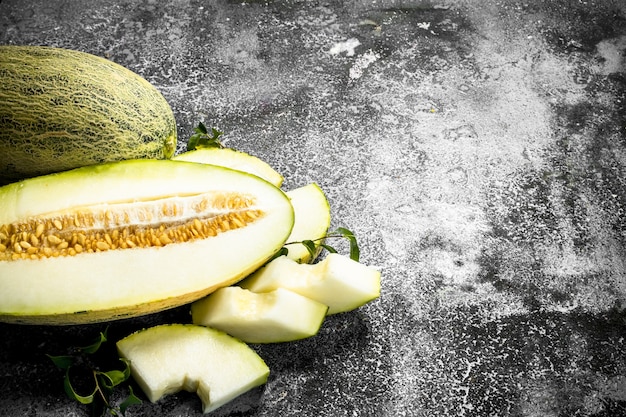 Fresh ripe sliced melon. 